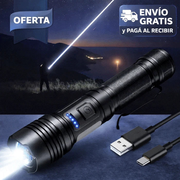 LINTERNA POTENTE RECARGABLE CON ZOOM