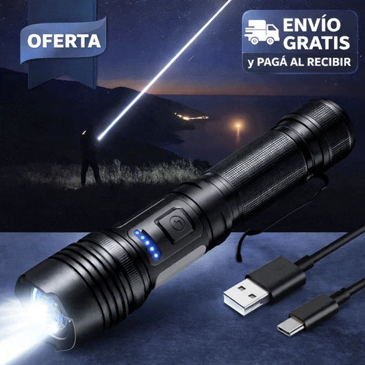 LINTERNA POTENTE RECARGABLE CON ZOOM